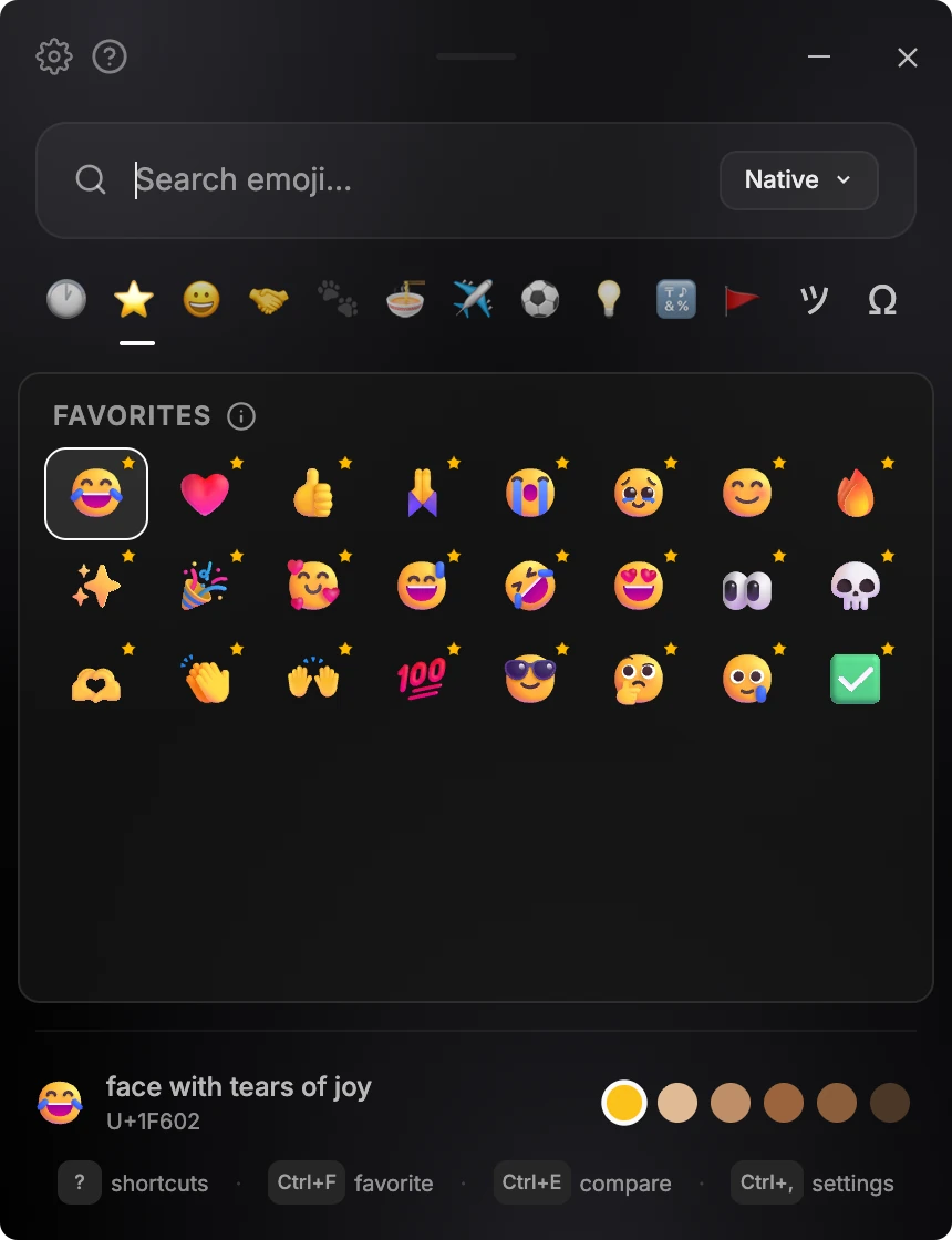 Favorites tab