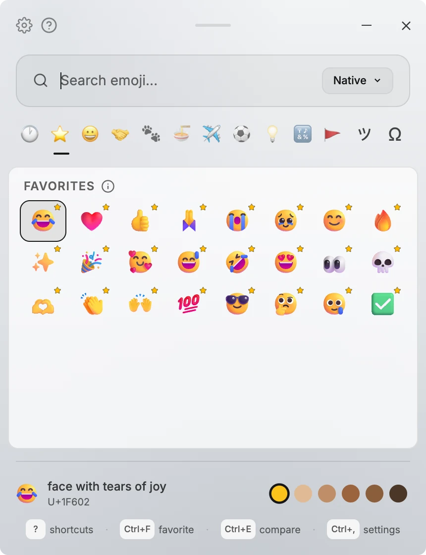 Favorites tab