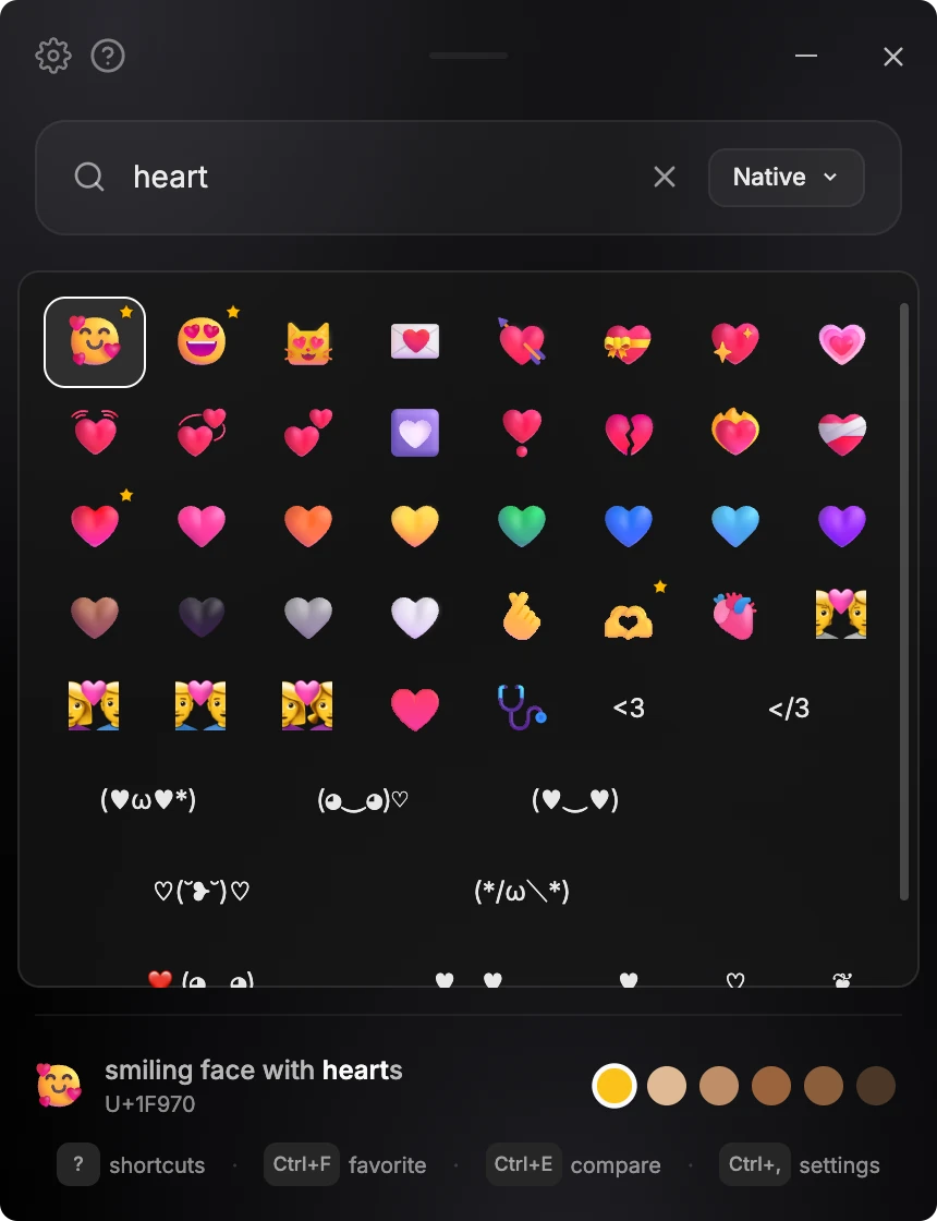 Search emoji by typing
