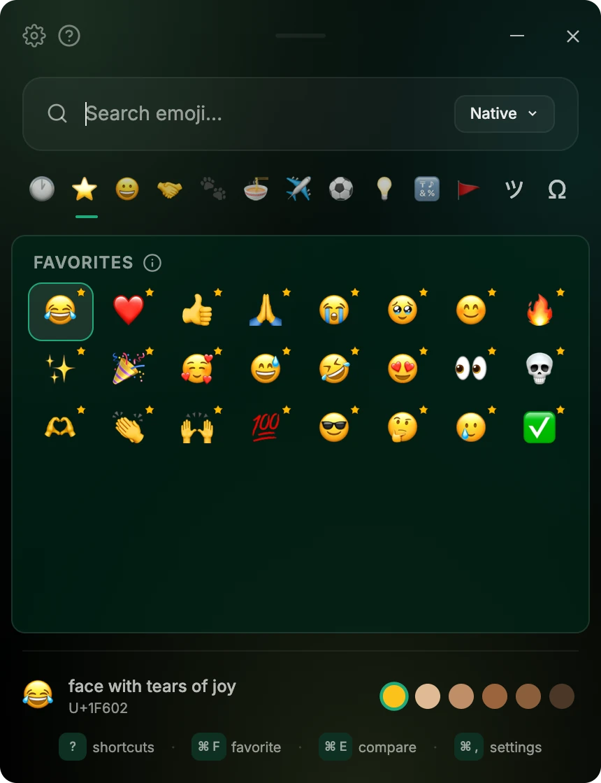 Easymoji in the Jade theme