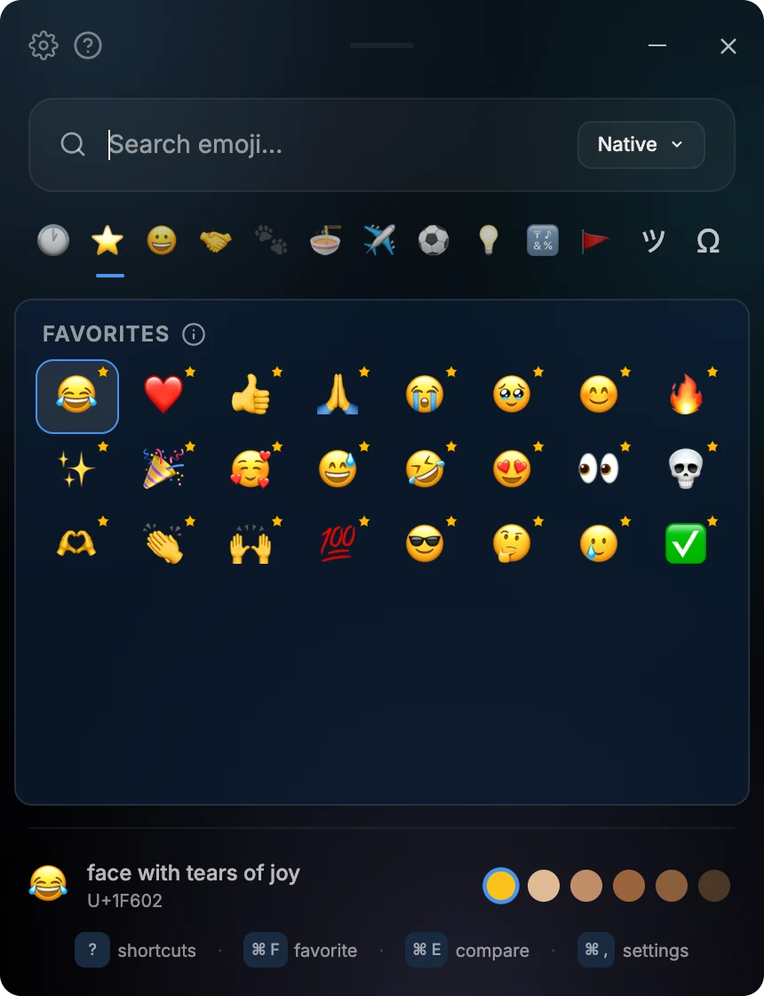 Easymoji in the Sapphire theme