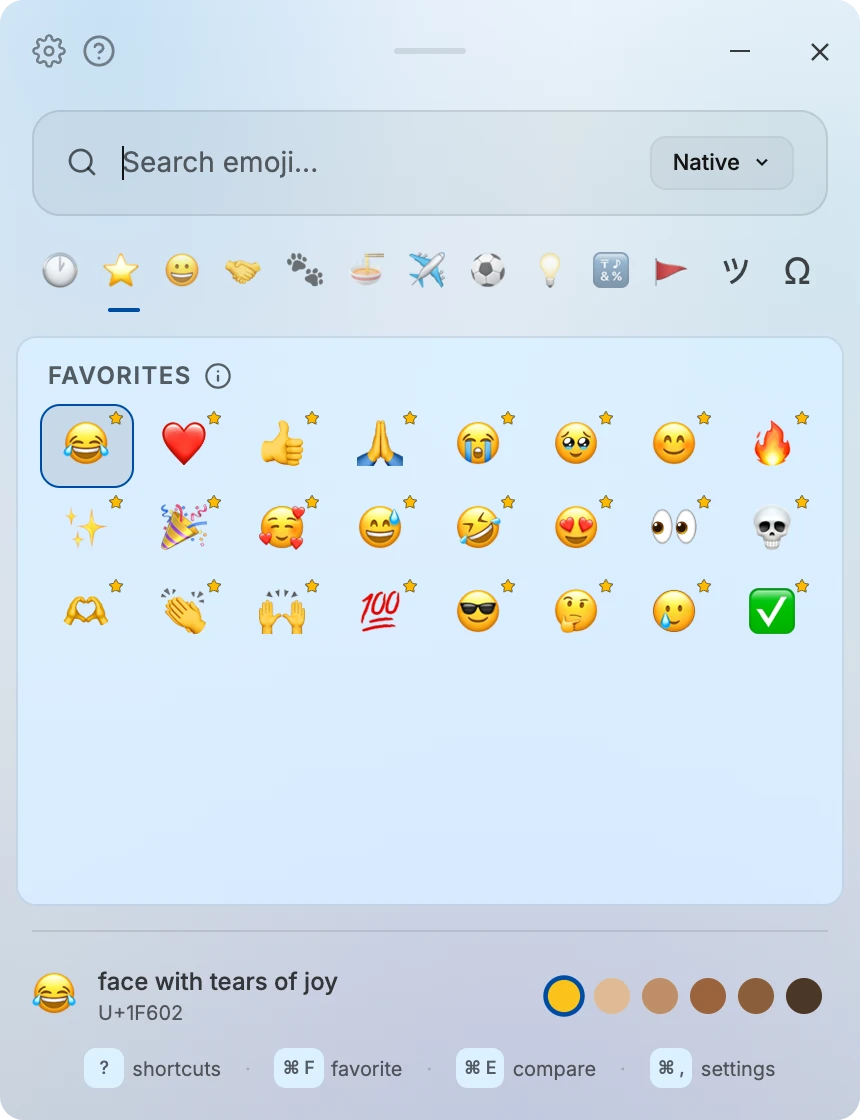 Easymoji in the Sapphire theme